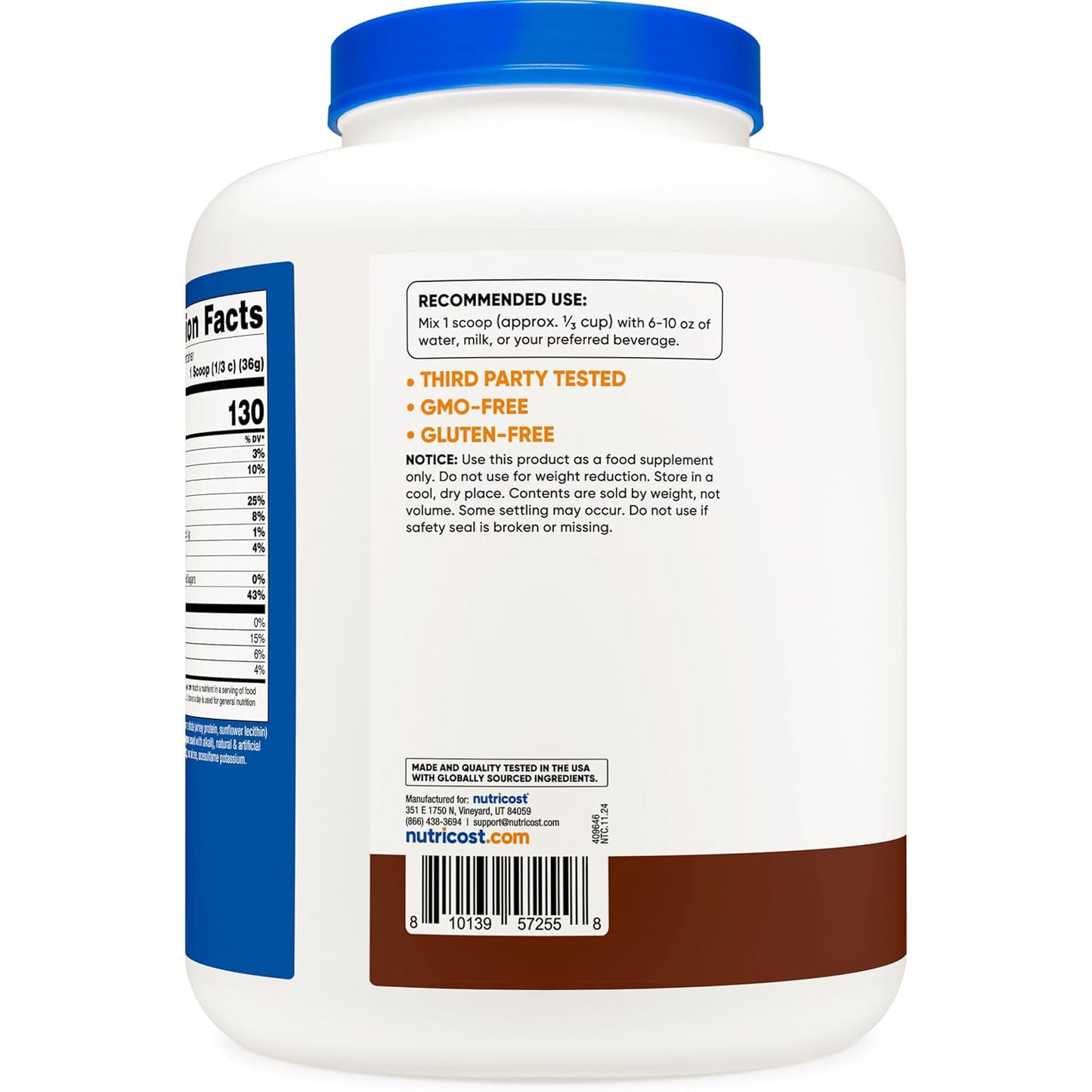 Concentrado de proteína de suero de leche Nutricost (chocolate), 5 libras