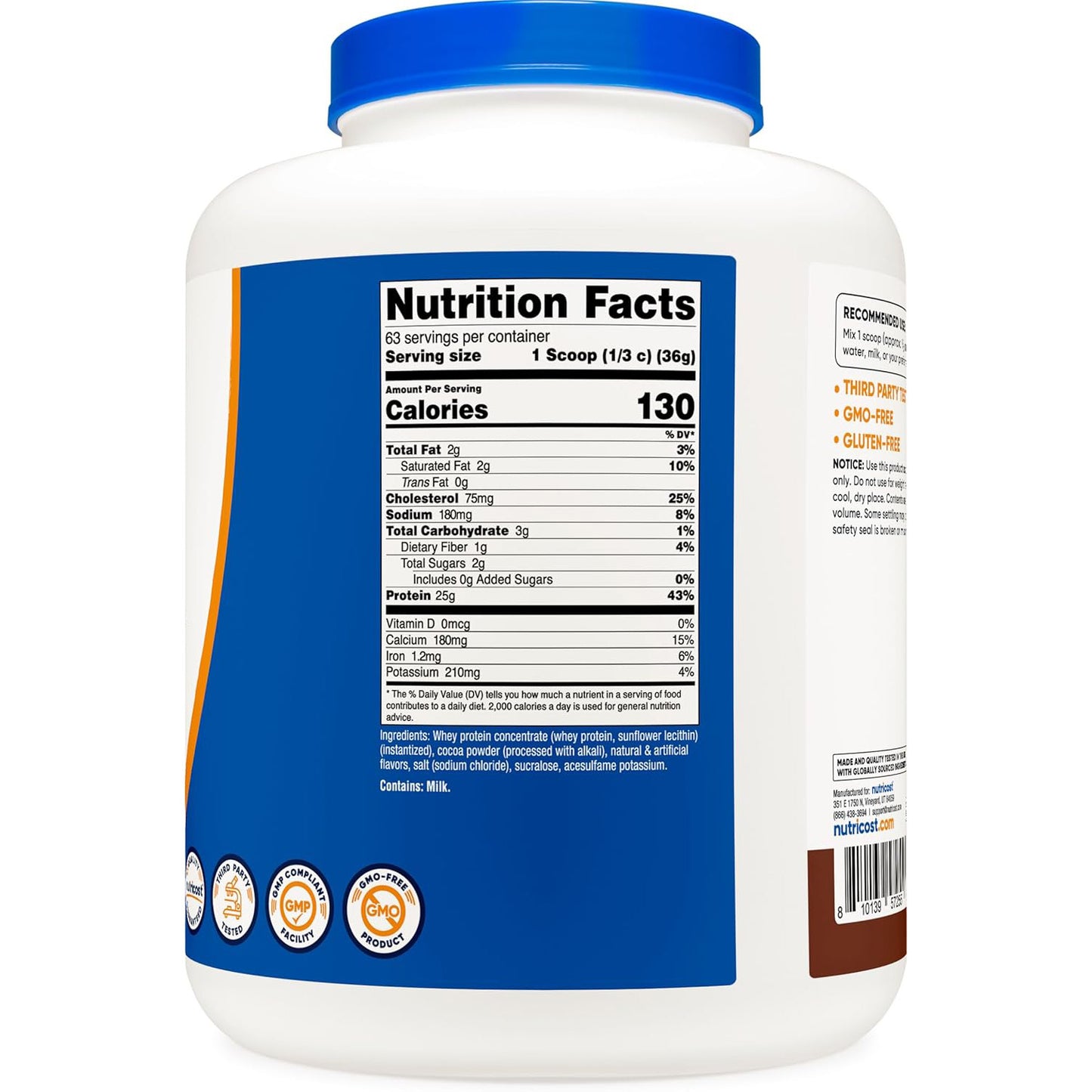 Concentrado de proteína de suero de leche Nutricost (chocolate), 5 libras